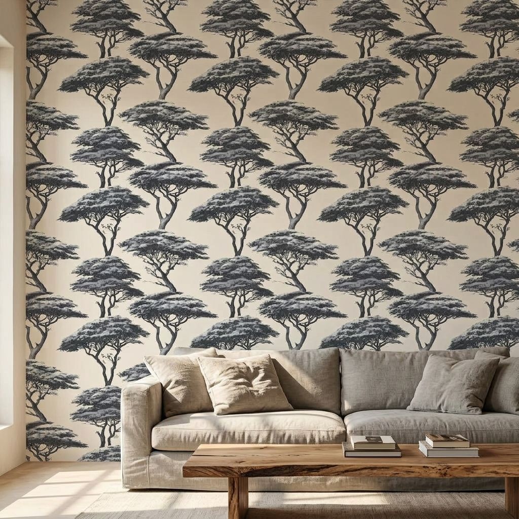 Acacia Silhouettes 2 Wallpaper and Wall Murals South Africa Acacia Silhouettes shown in a living room