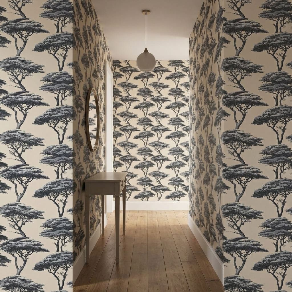 Acacia Silhouettes 1 Wallpaper and Wall Murals South Africa Acacia Silhouettes shown in a bedroom