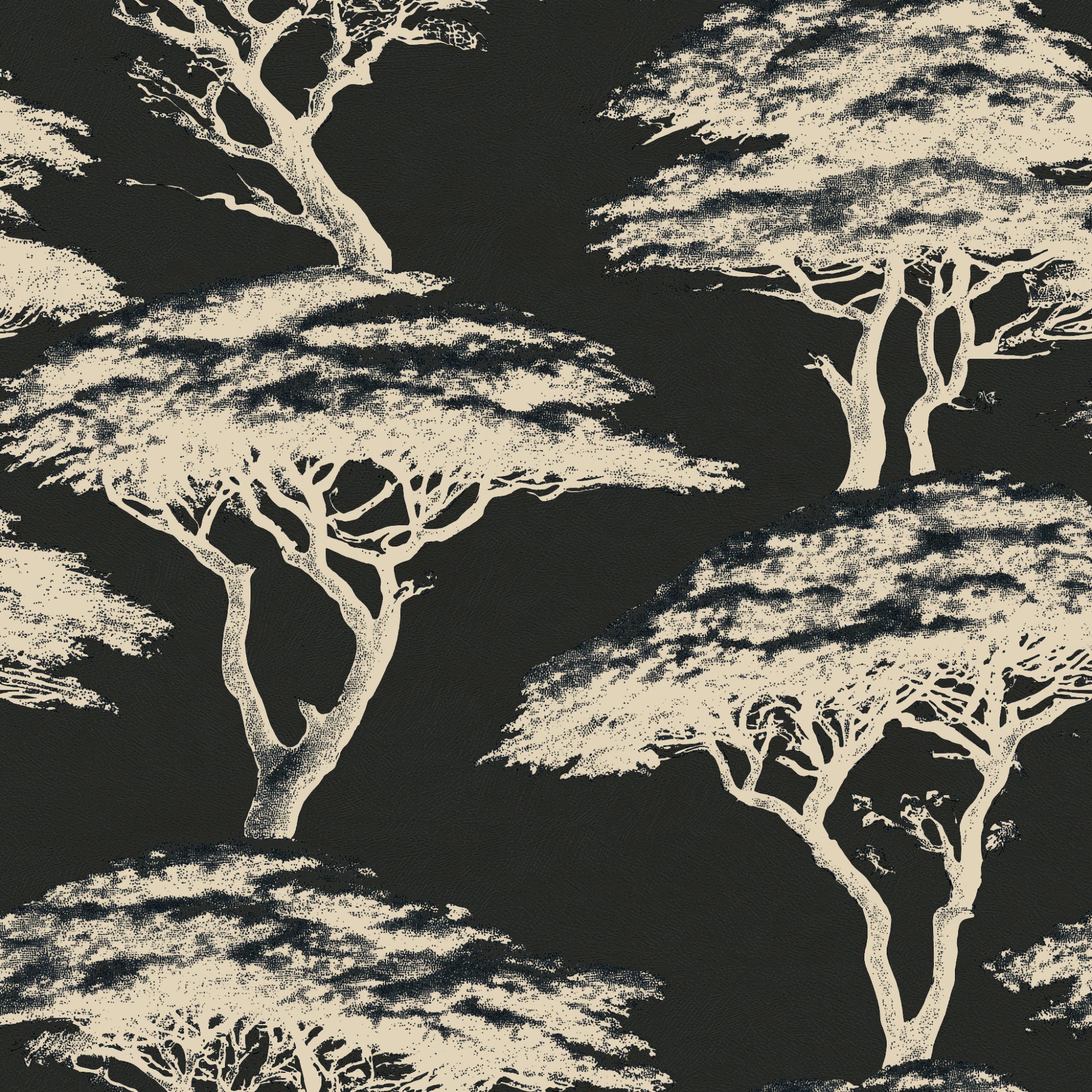 Acacia Night 4 Wallpaper and Wall Murals South Africa Acacia Night, acacia trees in cream, charcoal and navy wallpaper - WallpaperOnline