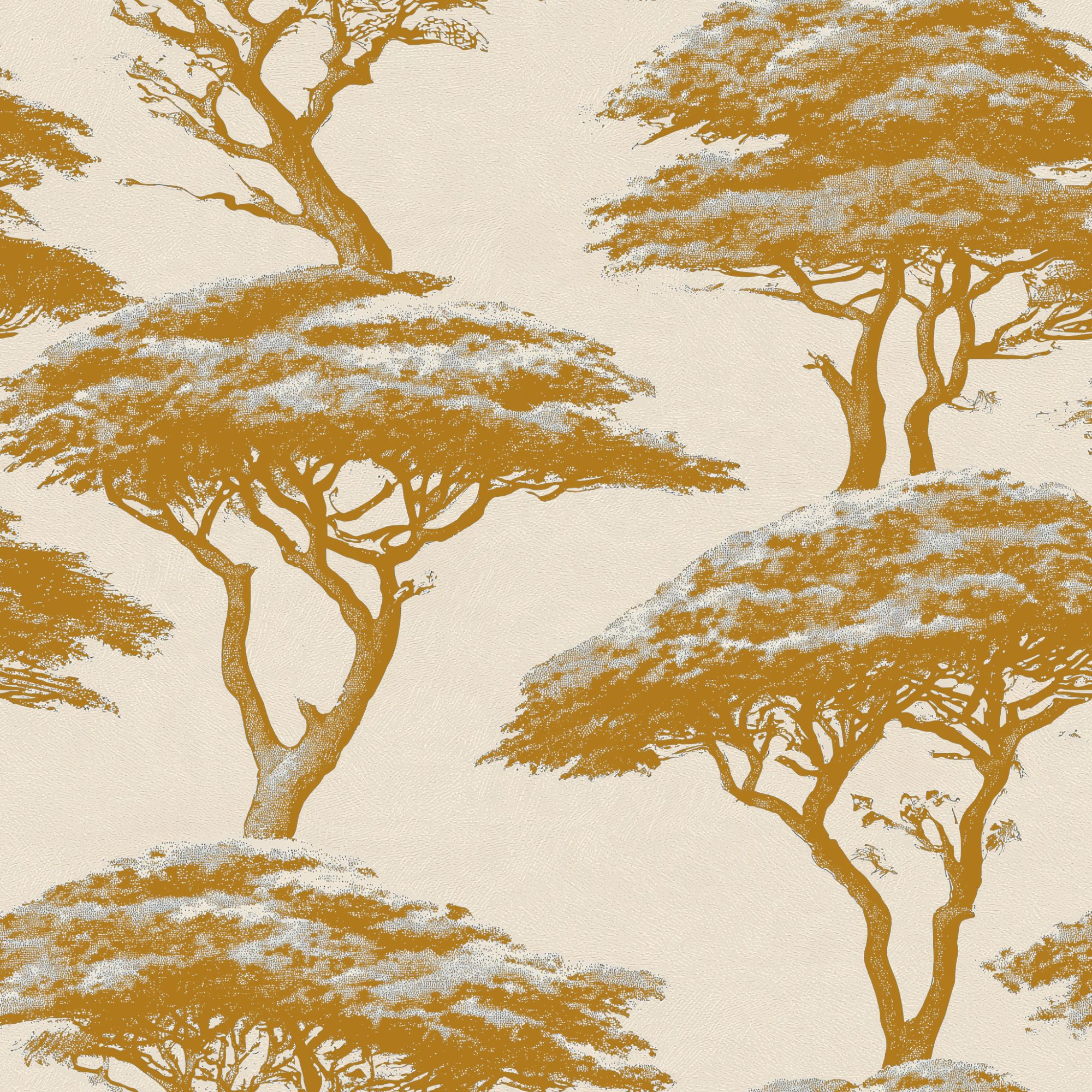 Golden Acacia Silhouette 4 Wallpaper and Wall Murals South Africa Golden Acacia Silhouette, acacia trees in ochre and cream wallpaper - WallpaperOnline