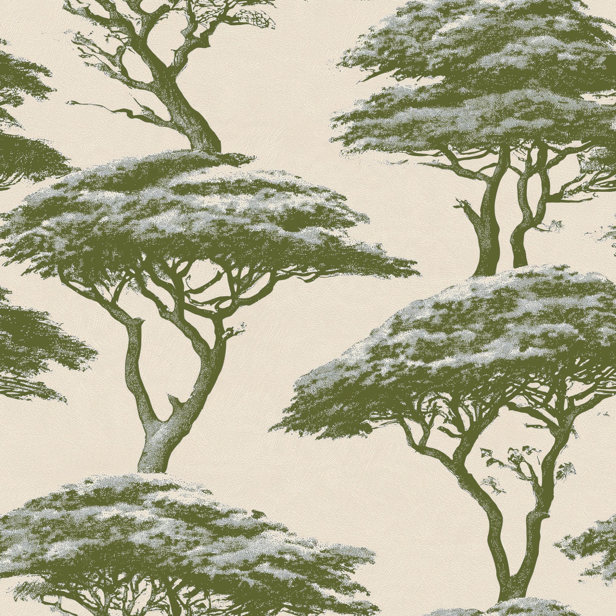 Acacia Grove 4 Wallpaper and Wall Murals South Africa Acacia Grove, acacia trees in olive green and cream wallpaper - WallpaperOnline
