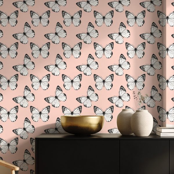 Butterfly Breeze Pink Wallpaper
