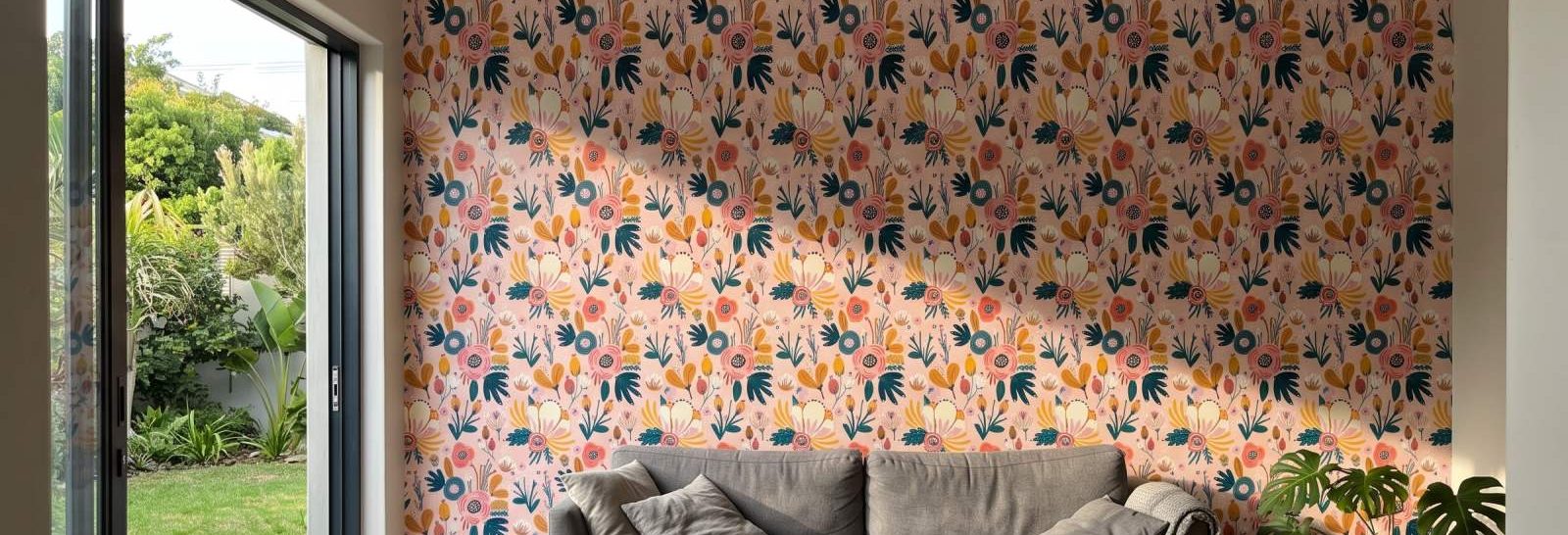 Fiori Astratti Wallpaper on a feature wall