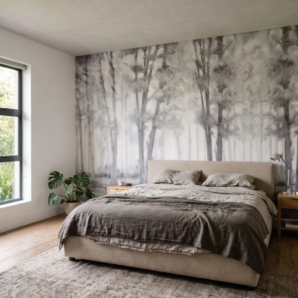 Grisaille Forest Mist Mural