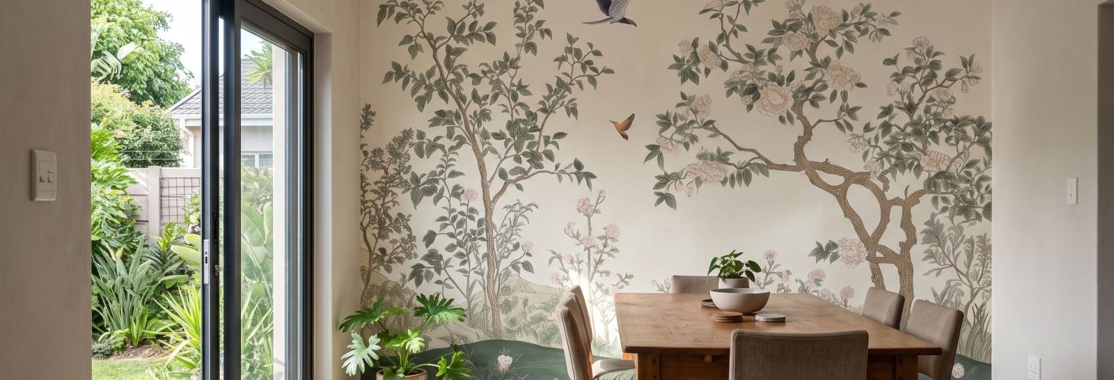 Chinois Flower Wall Mural on a feature wall