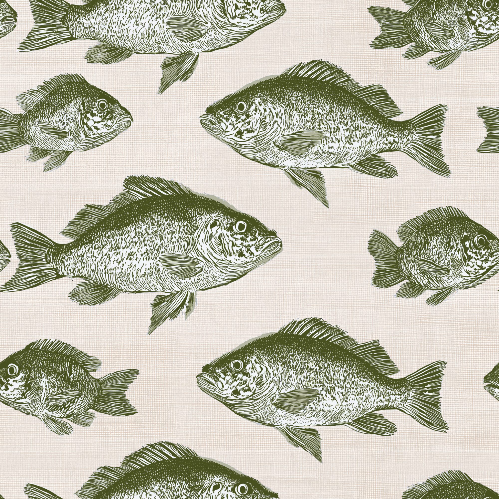 Olive Fish Shoal 4 Wallpaper and Wall Murals South Africa Olive Fish Shoal, fish in olive green and cream wallpaper - WallpaperOnline