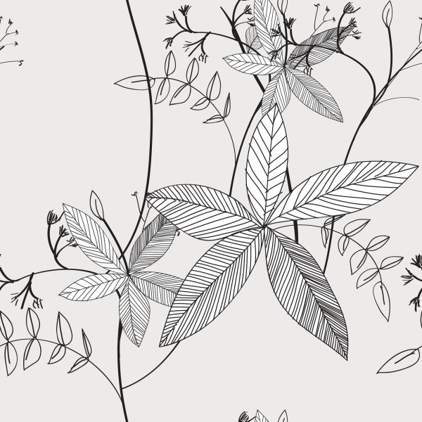 Line Drawn Leaf Wallpaper
