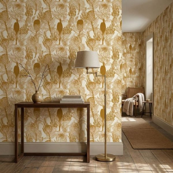 Protea Line Art shown in a bedroom